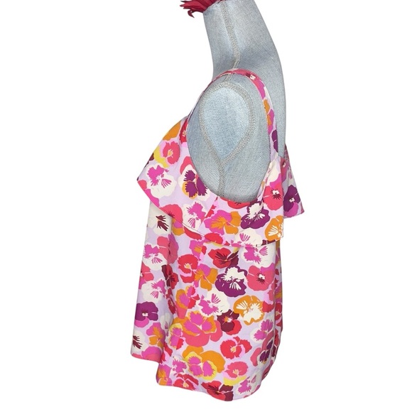 Cabi Style #5602 Woman Footloose Pansies Ruffle Floral Pink Cami Tank Top - M - Picture 3 of 10
